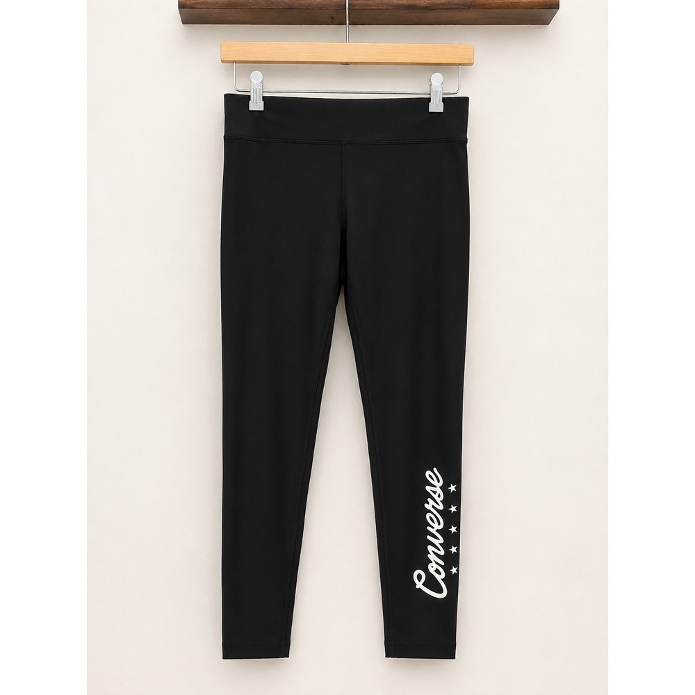 Converse Girls Black Logo Leggings Athletic Tights Size L 12-13 Pants Stretch